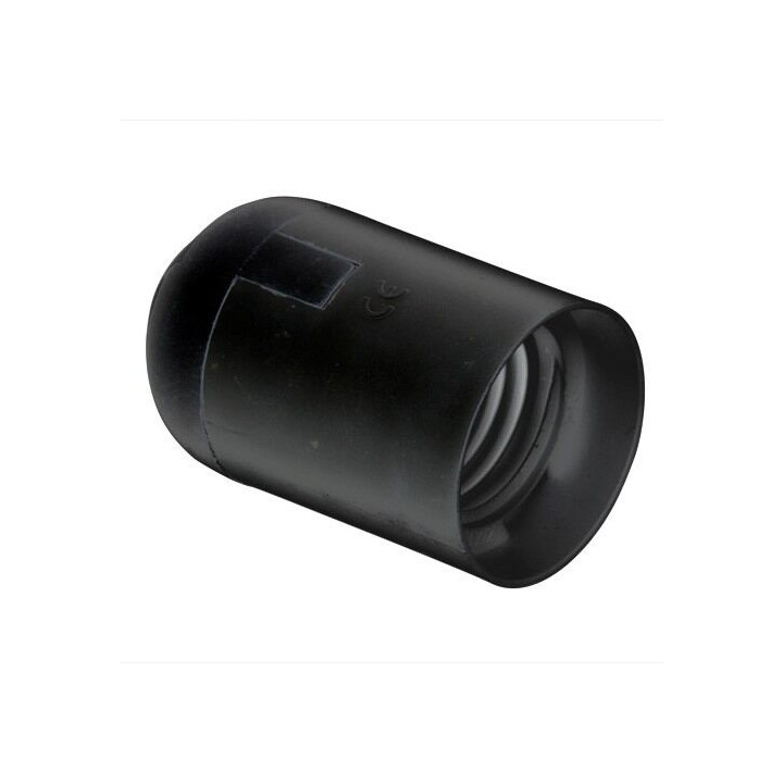 Sort glat E27 plastfatning | 250V, maks. 2A
