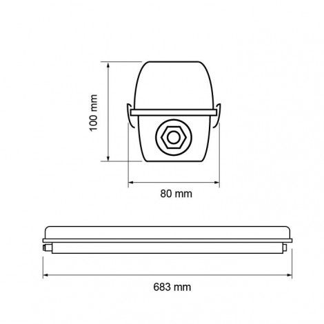 Vandtæt LED armatur til LED rør, IP65,1xT8 0,60 m