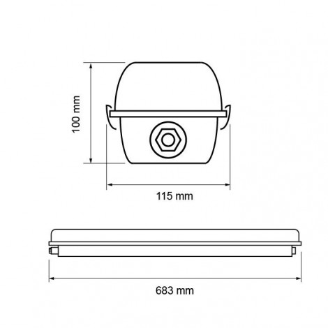 Vandtæt LED armatur til LED rør, IP65, 2xT8 0,60 m