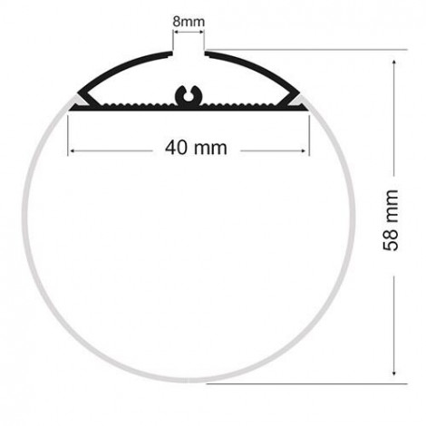 Cylinderformet aluprofil til LED bånd, Ø60 mm x 2 meter