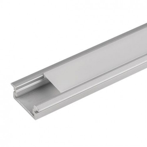 Aluminiumsprofiler til LED bånd, forsænket, 2meter med cover og beslag