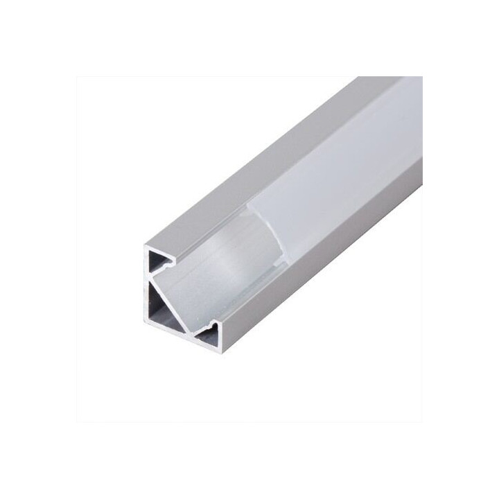 Aluminiumsprofiler til LED bånd, 45 ° hjørneprofil, 2meter med cover