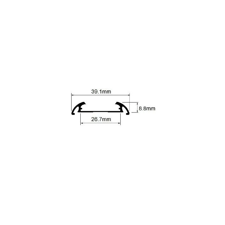 Aluminiumsprofil til LED bånd, til påbygning, 2m