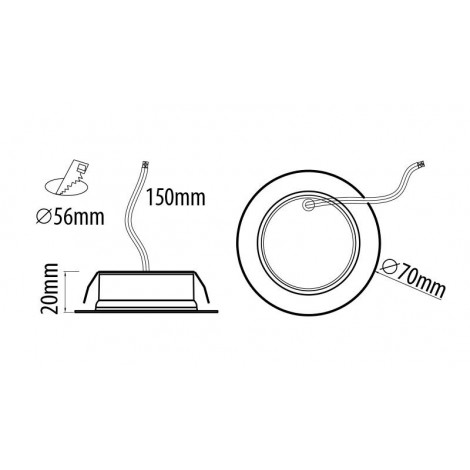 LED møbelspot, 4W, 4200K, 230V AC, IP44, Chrome