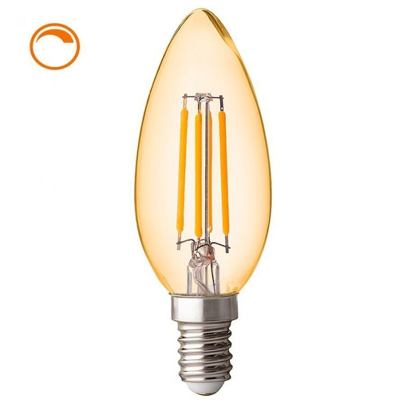 LED filament kerte pære 4W, E14, 2500K, amber, dim