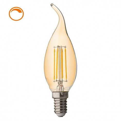 LED filament kerte pære 4W, E14, 2500K, amber, dim