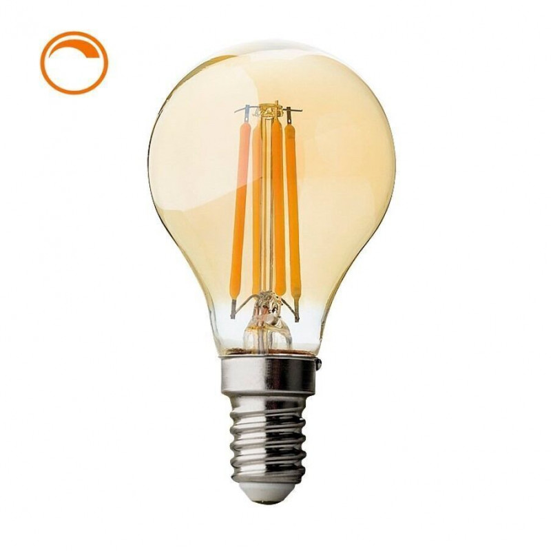 LED filament pære - krone, 4W, E14, 2500K, amber, dim