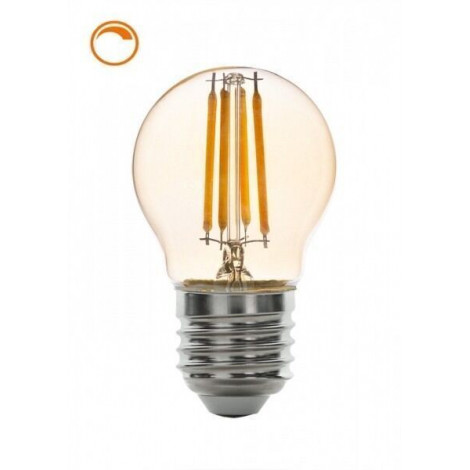 pulver mm Rund ned LED filament pære - krone, 4W, E27, 2500K, amber, dim
