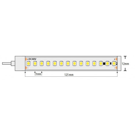 Proff. LED Bånd/Strips, 7 W/m, 2700 K, 48V DC, 112 Led/m, IP67