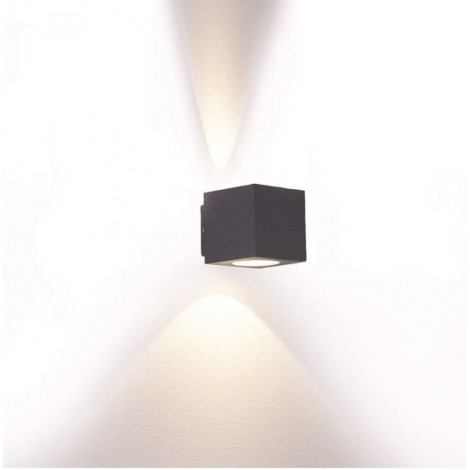 Udendørs væglampe , 2 x 3W, 3000K, IP54, cube, Grafitgrå