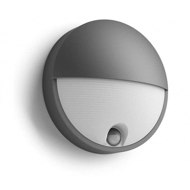 Led væglampe m/u.sensor, halvcirkel, 12W, 3000K, IP65