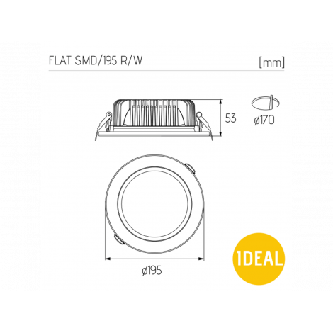 Kvalitets Downlight, ø195mm, 24 watt