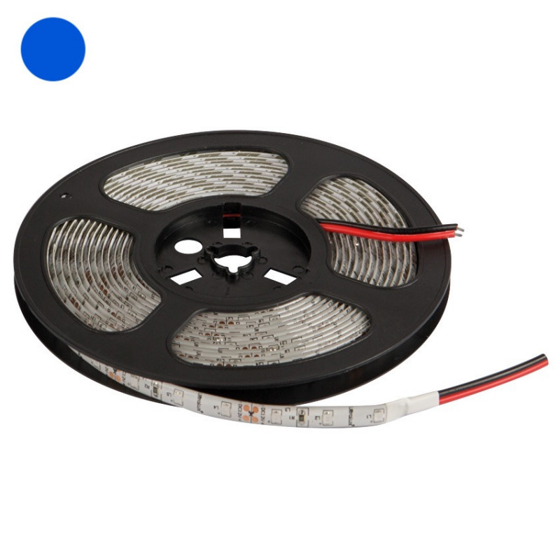 Blå LED strips, 4,8W/m, 12V, IP65