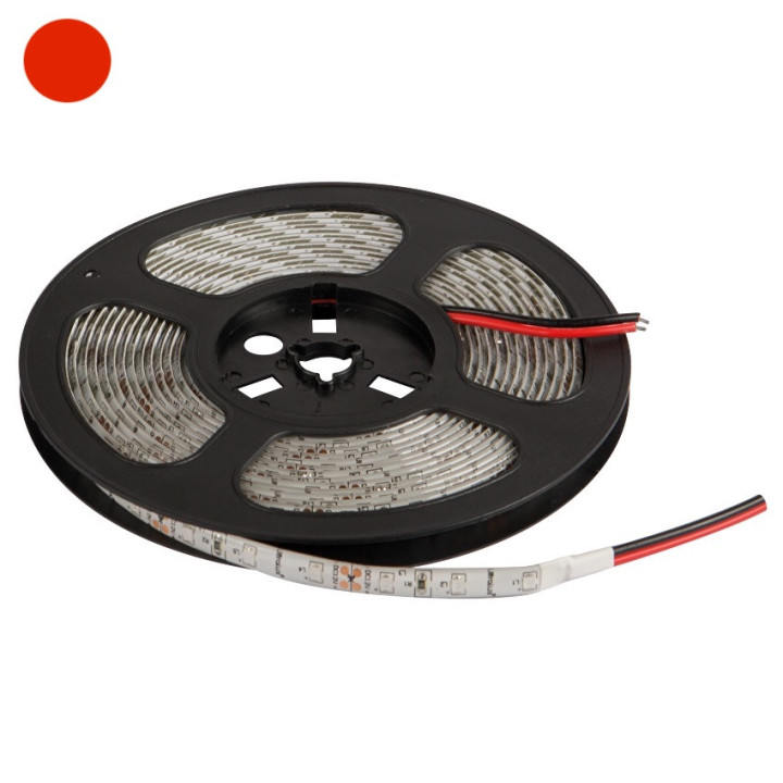 LED bånd, Rød, 12V, 60 LEDs/m, 3,6 W/m, 5m, IP65