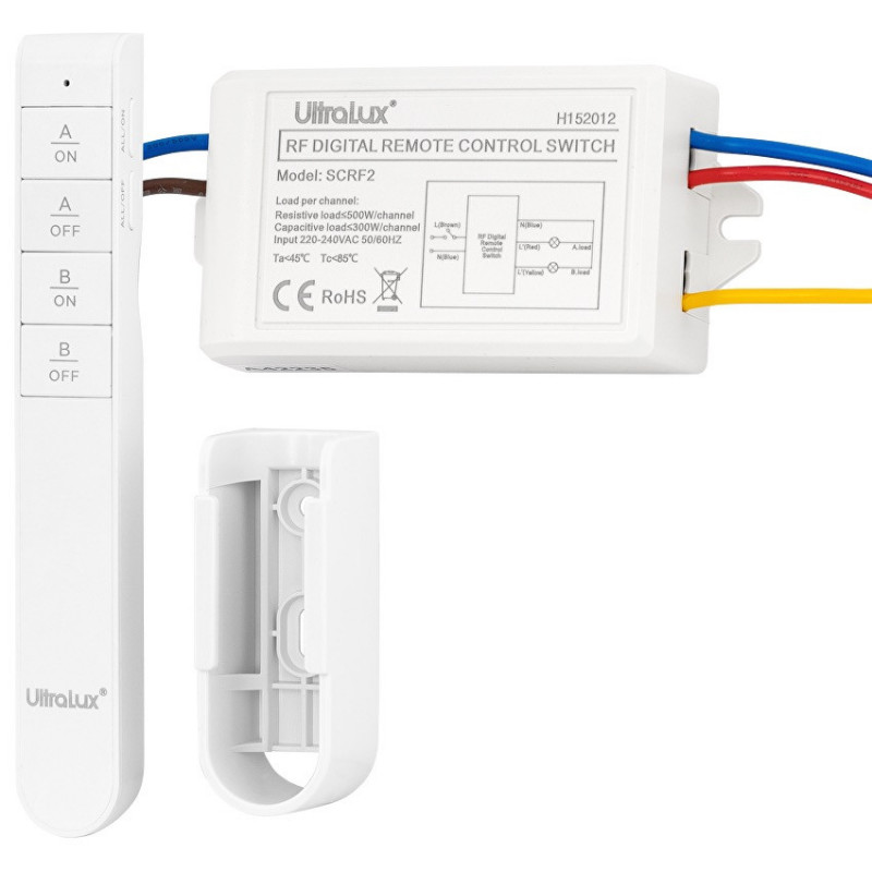 RF fjernbetjening , afbryder med 2 kanaler, 220 V AC