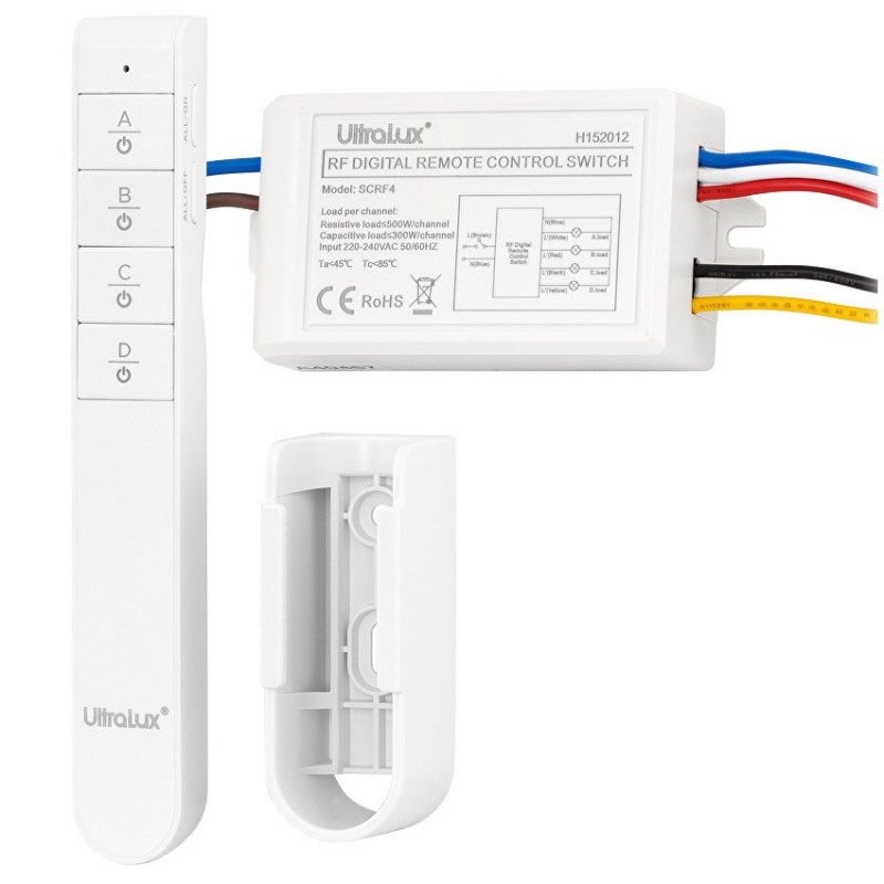 RF fjernbetjening , afbryder med  4 kanaler, 220 V AC, sæt