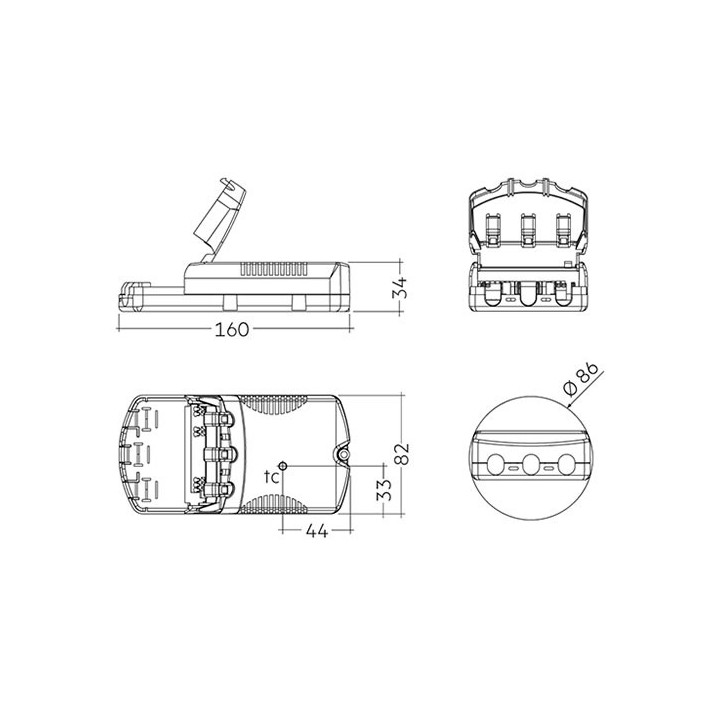 DALI LED Driver, 27W, 100-500mA, 54V, NF SR EXC3