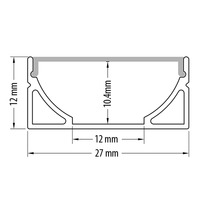 ALUMINUM PROFIL TIL LED FLEKSIBELT STRIPS, WIDE, 2M