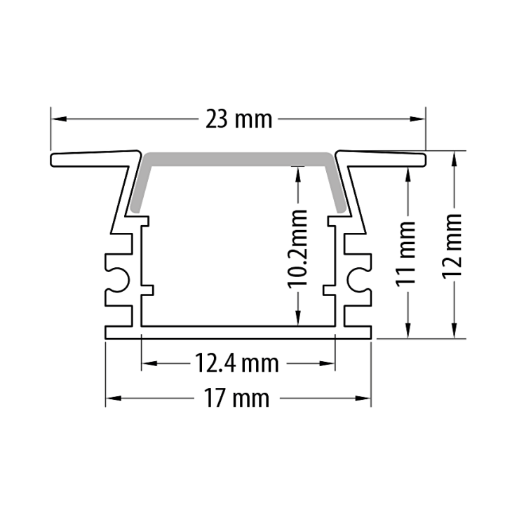 Undersænket aluminiumsprofil til LED-bånd – 2 m