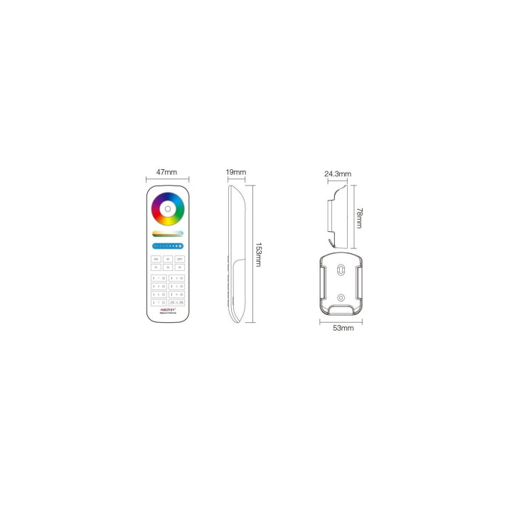 ZIGBEE RGB+CCT touch fjernbetjening med 7 zoner - 2,4GHZ