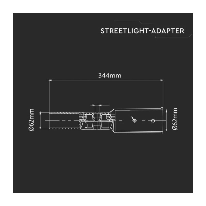 Adapter til gadelampe Ø42 til Ø65 mm
