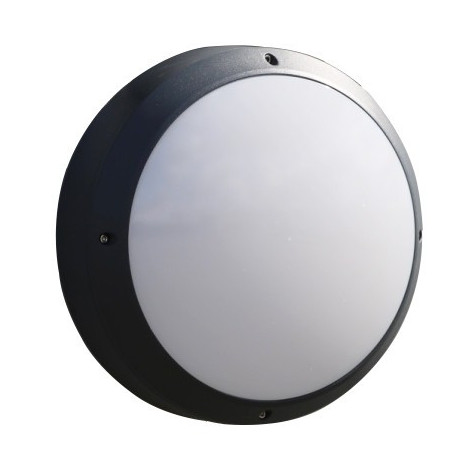 Led væglampe m/u.sensor, rund, 12W, 3000K, IP65