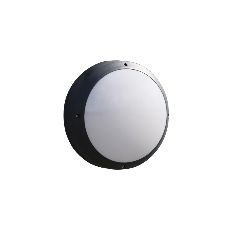 Led væglampe m/u.sensor, rund, 12W, 3000K, IP65