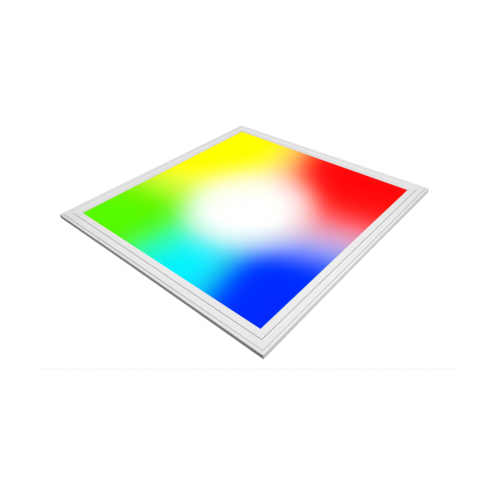 Wi-Fi RGB+CCT LED-panel 60x60 cm, 36W, hvid kant – farvet lys