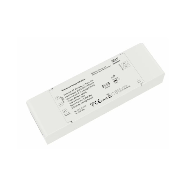 rWave LED-strømforsyning 75W | 12V, RF og push