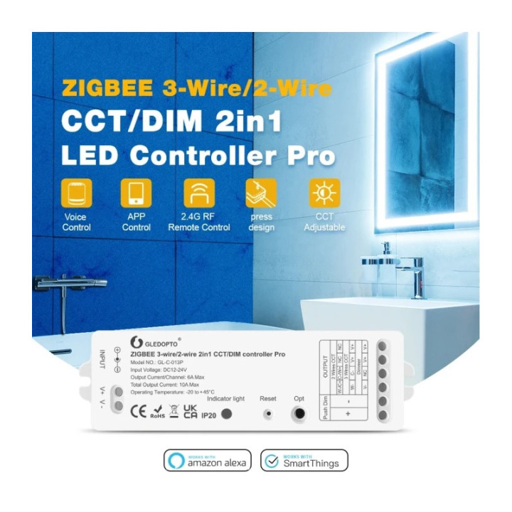 Gledopto Pro Zigbee-controller | Hue, 12/24V