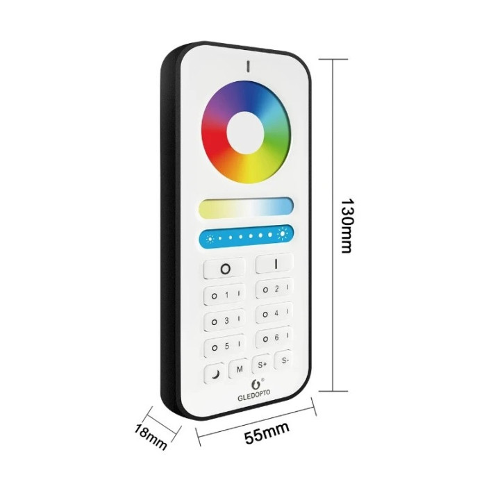 RGB+CCT touch fjernbetjening - 6 zoner, batteri