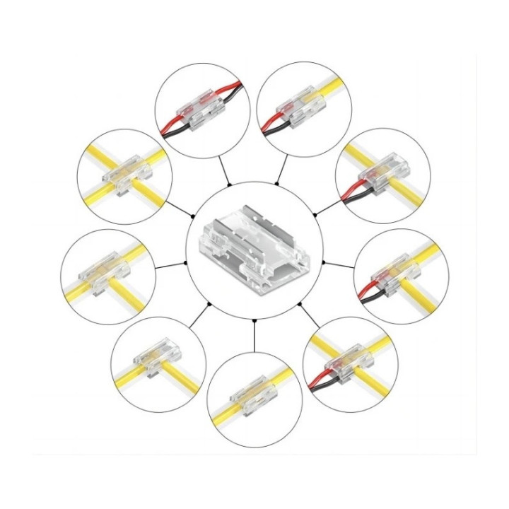 8-i-1 samler til 10 mm COB LED-bånd | 5-24V, IP20