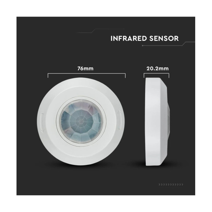 PIR bevægelsessensor, 360 °, IP20, til påbygning