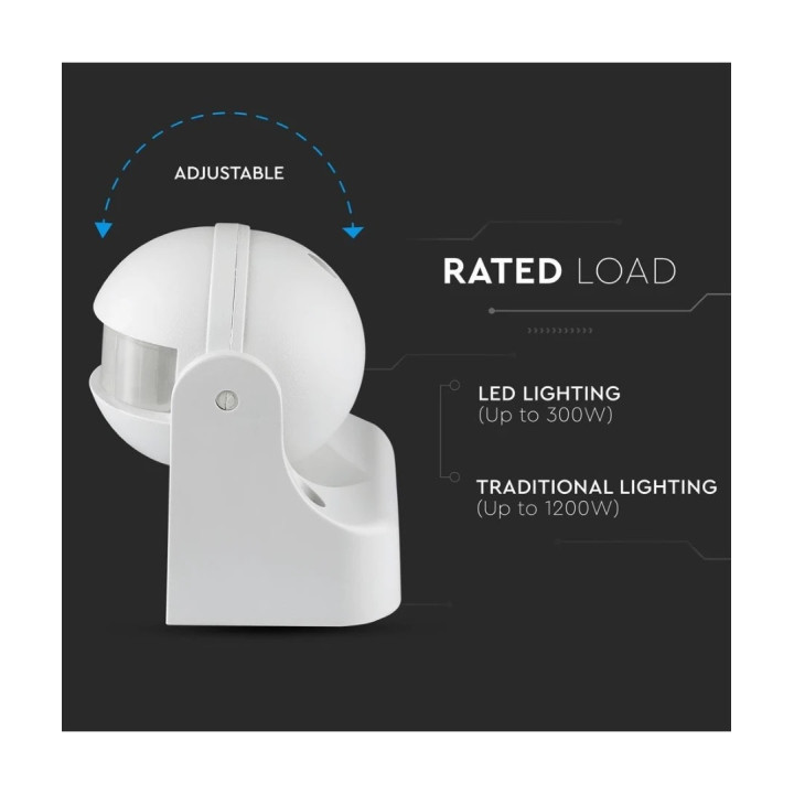 Udendørs bevægelsessensor, hvid, IP44, 1200 watt