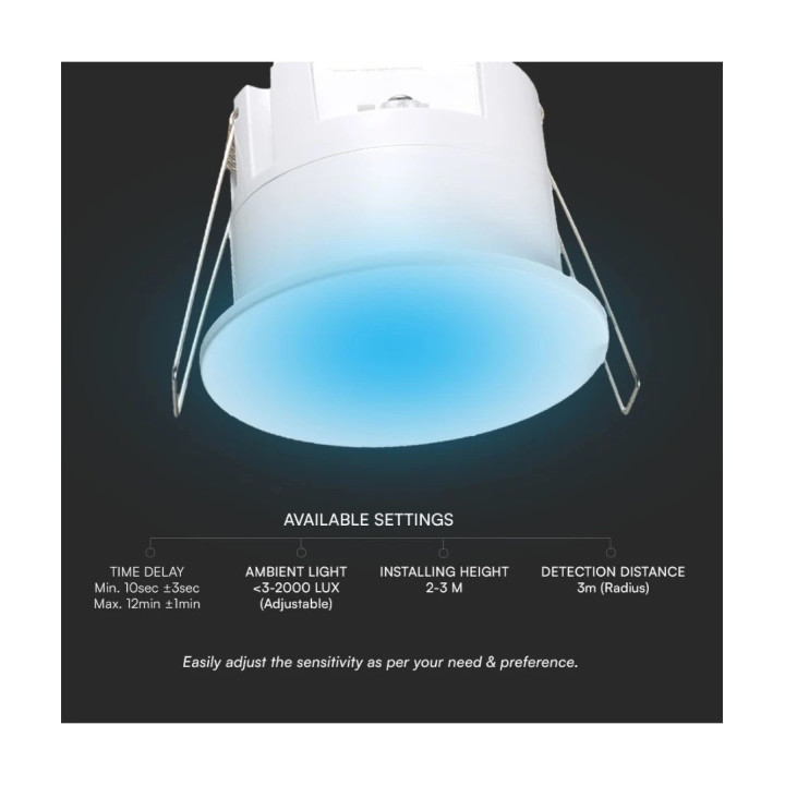 Indbygget mikrobølgesensor 360° | IP54, 1200W/600W