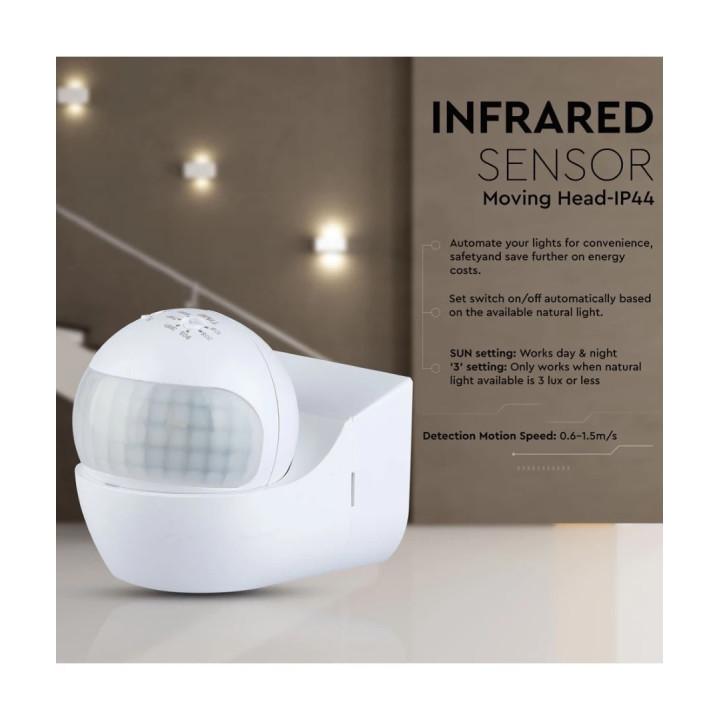 Udendørs PIR bevægelsessensor 180° 12m IP44 | Ultraline