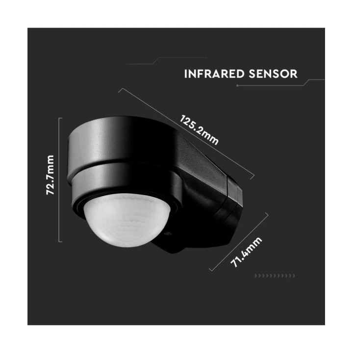 Sort PIR-hjørnesensor | justerbar, IP65