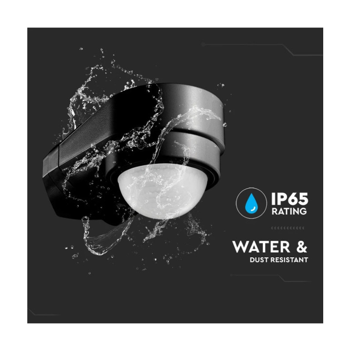 Sort PIR-hjørnesensor | justerbar, IP65
