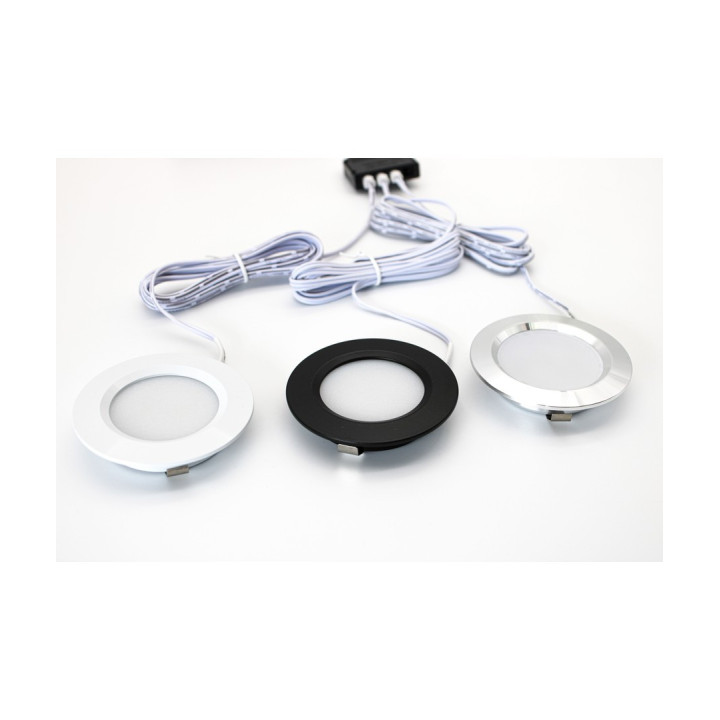 Sort LED møbelspot 12V 2,7W – hul Ø56 mm | Ultraline