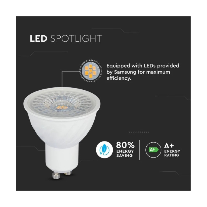 LED spotlys 6W, 220V, GU10 , 3000-4000K, 110°, dim
