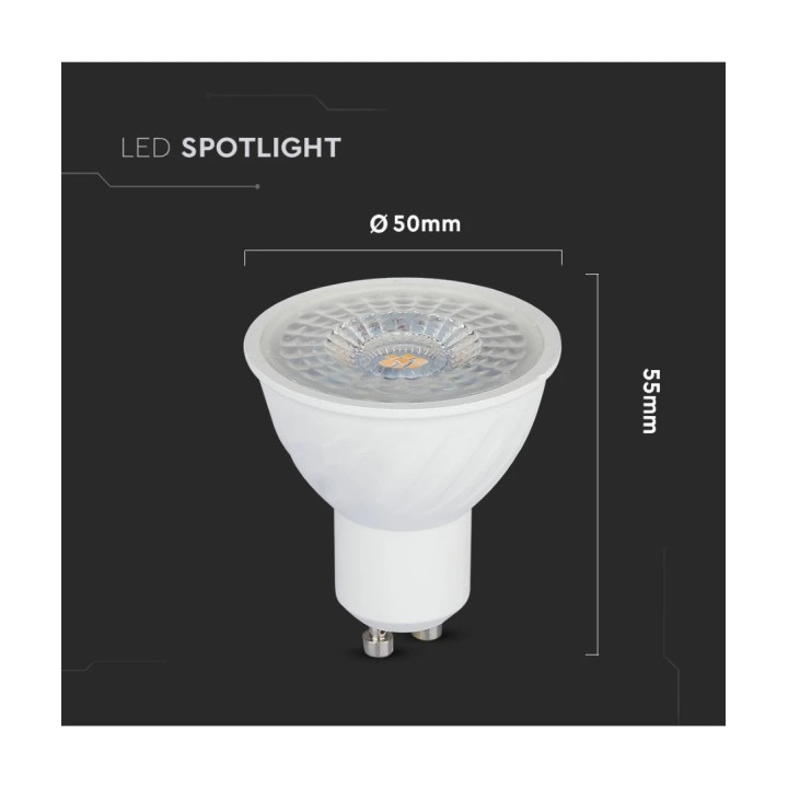 LED spotlys 6W, 220V, GU10 , 3000-4000K, 110°, dim