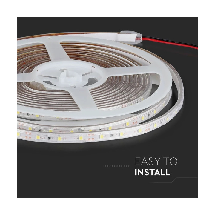 LED bånd, Rød, 12V, 60 LEDs/m, 3,6 W/m, 5m, IP65