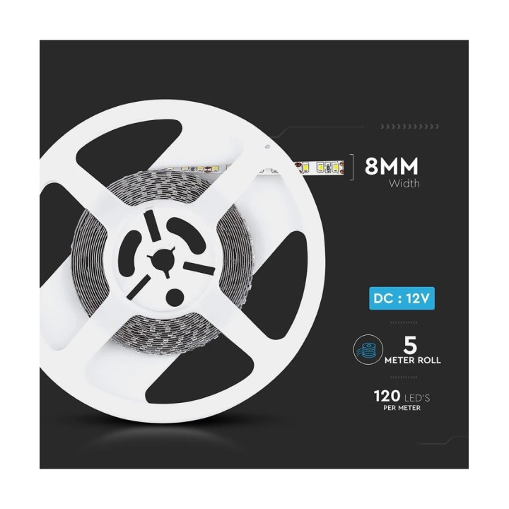 LED bånd, 8 W/m, 120LEDs/m, 3000/4000K, 5m, IP20