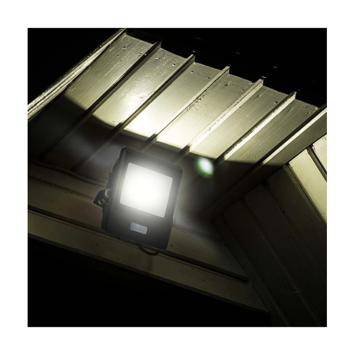 Led projektør m. PIR-sensor, slank, 50W, 4000K, 220V, IP65