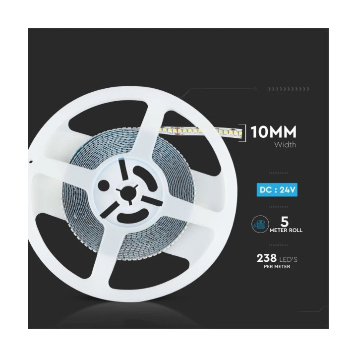 LED strip, 17W/m, 5m, 150lm/W, IP20, 24V, 238 LED pr. meter