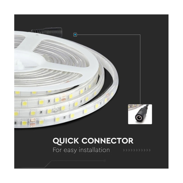 LED bånd, 24V, 60 Led/m, 9W/m, 3-4000K, 5m, IP65