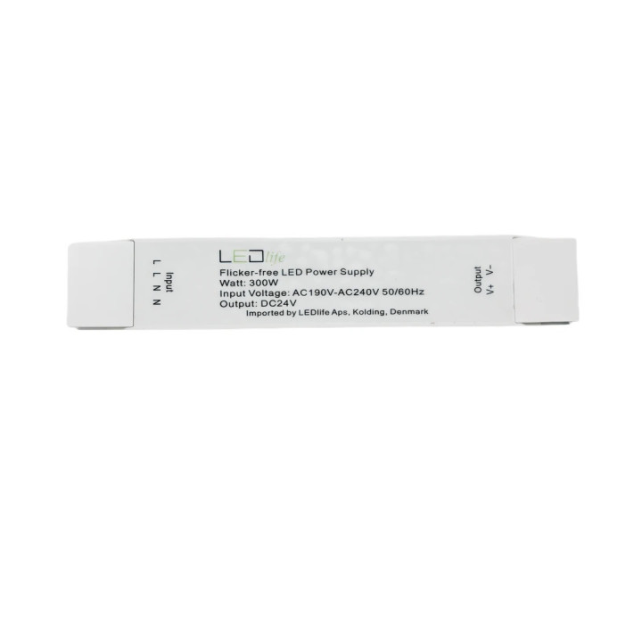 LED strømforsyning- Flicker free, 300W, 24V DC, 12,5A, IP20