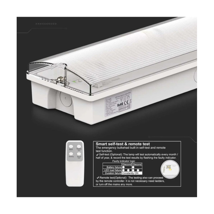 LED nødudgangsarmatur 3W IP65 med 3 timers backup