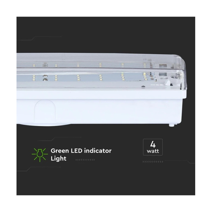 LED nødudgangsarmatur 4W IP65 med 3 timers backup