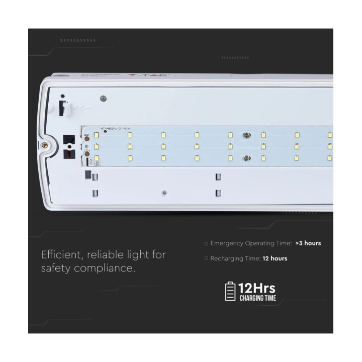 LED nødudgangsarmatur 4W IP65 med 3 timers backup